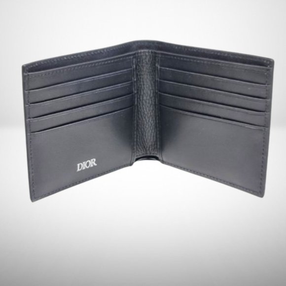 DIOR Saddle Bi-Fold Card Holder / Wallet in Black Grained Calfskin Marquetry - Picture 6 of 8